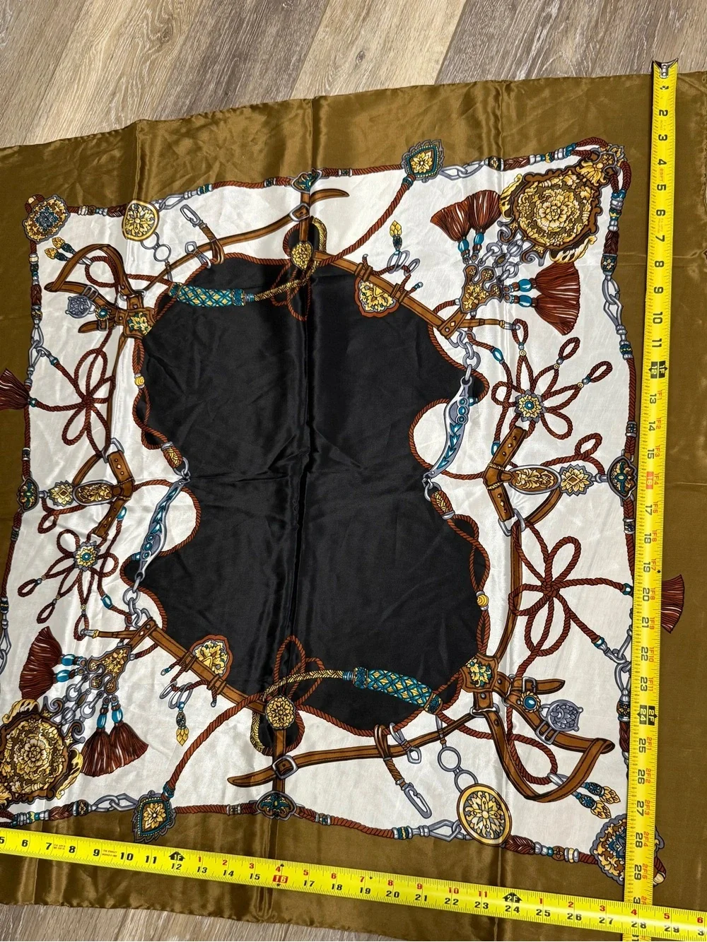 Silk-Look Twilly Scarf in Black and Brown - Women Accessories